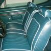 1972 chevelle seat with white pipping and embrodery in headrest