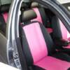 black with neon pink neoprene seat covers